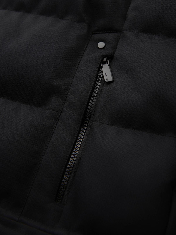 Ombre Clothing Férfi hosszú steppelt kabát kapucnival - fekete V1 OM-JALJ-0264 Ombre Clothing