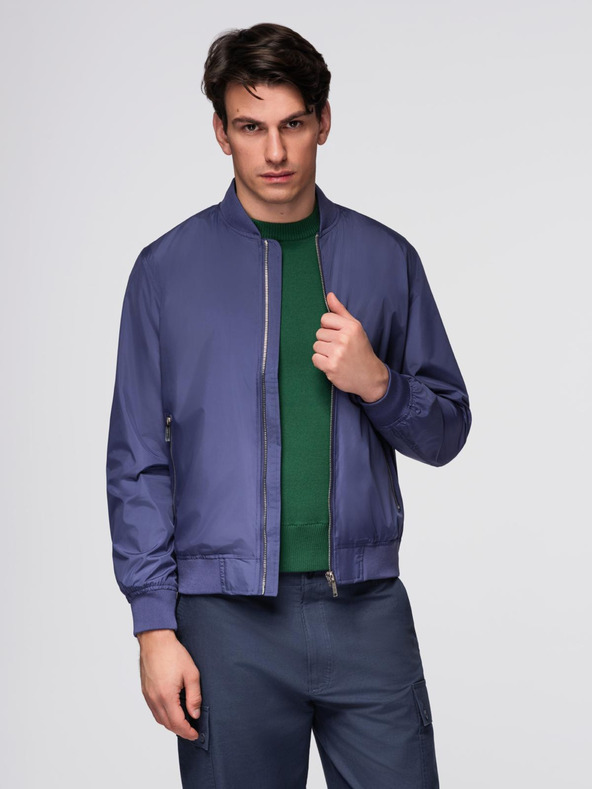 Ombre Clothing Férfi könnyű bordázott bomber - sötétkék V4 C644 Ombre Clothing