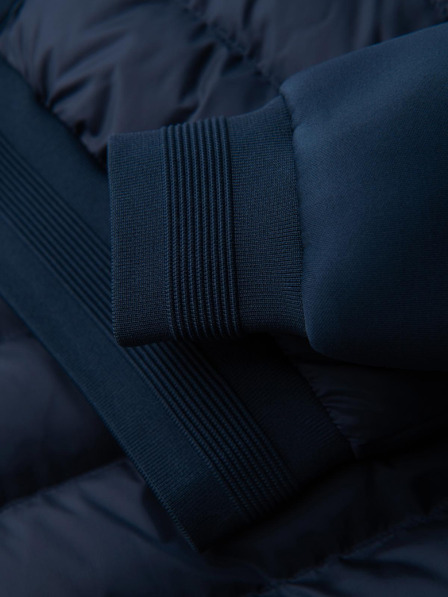 Ombre Clothing Steppelt bomber kabát kapucnival és kötött ujjakkal - sötétkék V2 OM-JALP-0298 Ombre Clothing