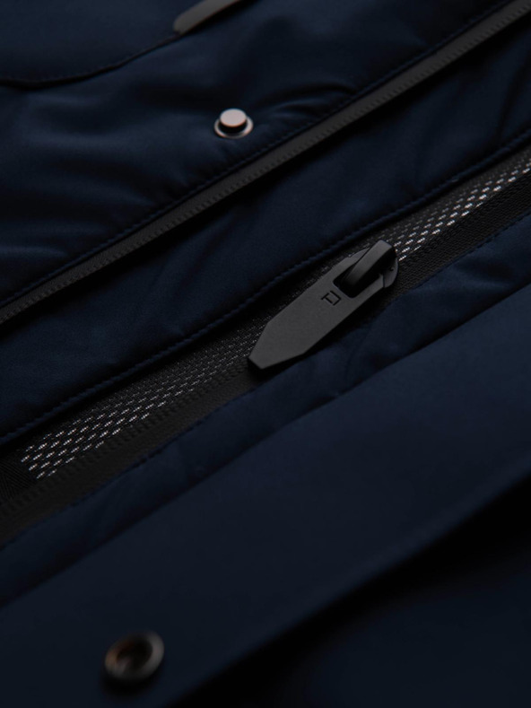 Ombre Clothing Férfi téli kabát levehető kapucnival vízálló szövetből - sötétkék V1 OM-JAHP-0306 Ombre Clothing