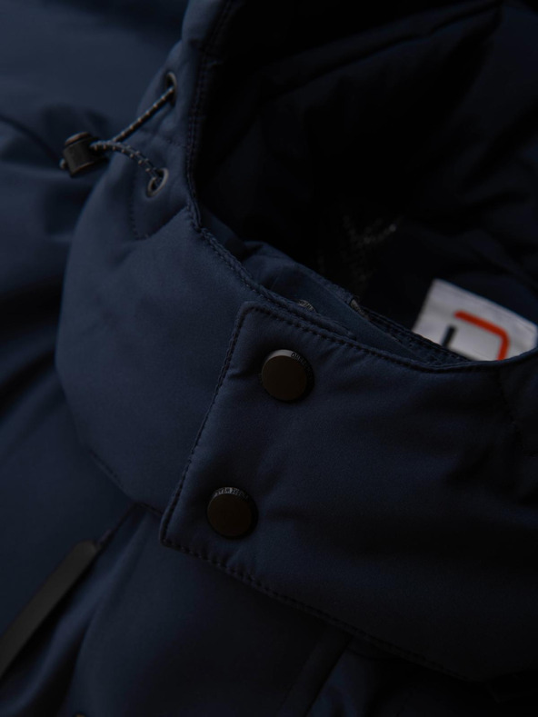 Ombre Clothing Férfi téli kabát levehető kapucnival vízálló szövetből - sötétkék V1 OM-JAHP-0306 Ombre Clothing