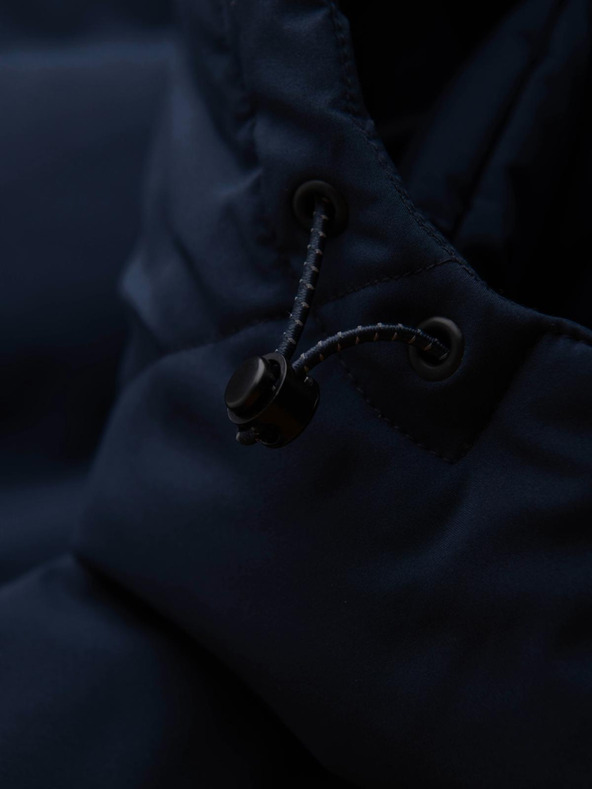 Ombre Clothing Férfi téli kabát levehető kapucnival vízálló szövetből - sötétkék V1 OM-JAHP-0306 Ombre Clothing