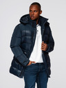 Ombre Clothing Férfi steppelt kabát kombinált anyagból kapucnival - sötétkék V3 OM-JALJ-0266 Ombre Clothing
