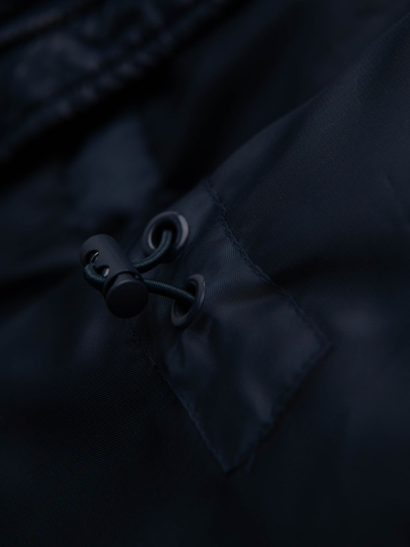 Ombre Clothing Férfi steppelt kabát kombinált anyagból kapucnival - sötétkék V3 OM-JALJ-0266 Ombre Clothing