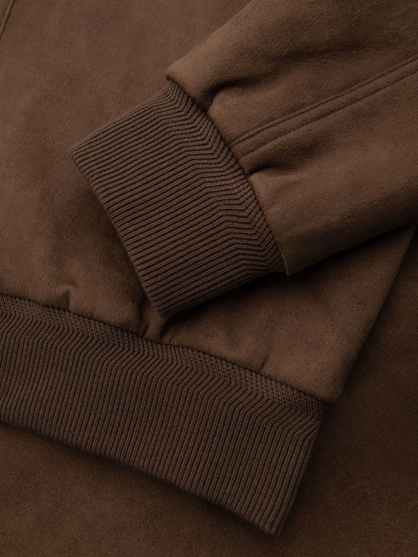 Ombre Clothing Férfi velúr bomber kabát - barna V1 OM-JAFL-0232 Ombre Clothing