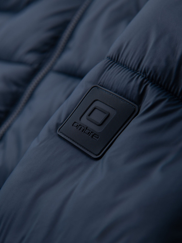 Ombre Clothing Férfi steppelt kabát kapucnival - sötétkék V4 OM-JAHP-0235 Ombre Clothing