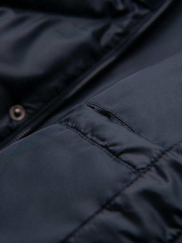 Ombre Clothing Férfi kabát kapucnival és geometrikus gyémánt steppelésssel - sötétkék V2 OM-JAHP-0237 Ombre Clothing