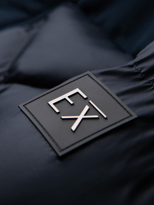 Ombre Clothing Férfi kabát kapucnival és geometrikus gyémánt steppelésssel - sötétkék V2 OM-JAHP-0237 Ombre Clothing