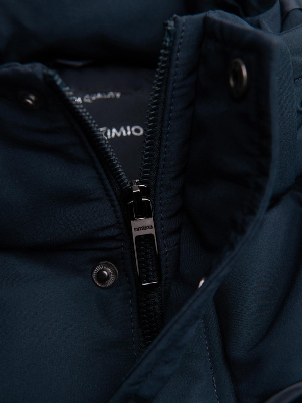 Ombre Clothing Férfi kabát kapucnival és geometrikus gyémánt steppelésssel - sötétkék V2 OM-JAHP-0237 Ombre Clothing