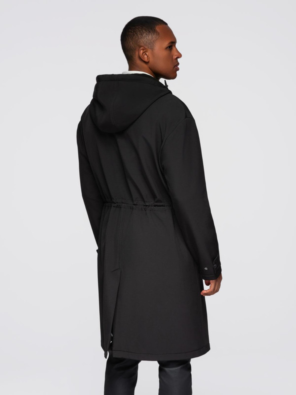 Ombre Clothing Férfi parka kabát fleece béléssel és derékszabályozással - fekete V2 OM-JAPJ-0314 Ombre Clothing