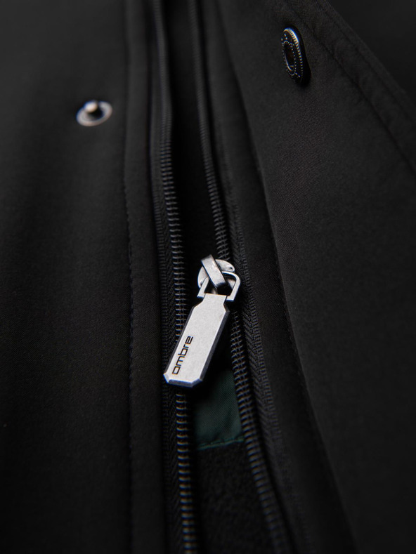 Ombre Clothing Férfi parka kabát fleece béléssel és derékszabályozással - fekete V2 OM-JAPJ-0314 Ombre Clothing