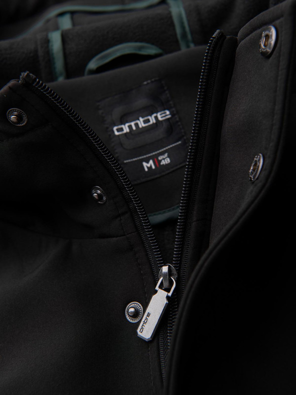 Ombre Clothing Férfi parka kabát fleece béléssel és derékszabályozással - fekete V2 OM-JAPJ-0314 Ombre Clothing