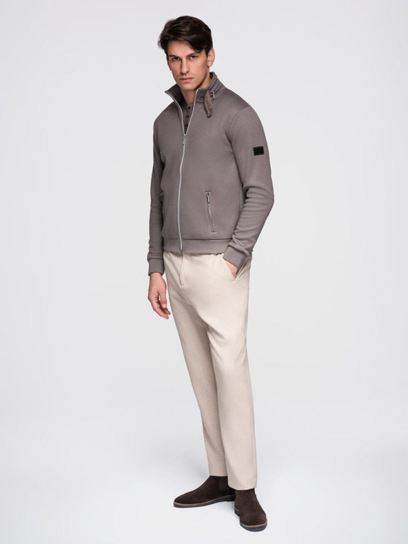 Ombre Clothing Férfi kabát magas gallérral és fleece belsővel - ash V2 C645 Ombre Clothing