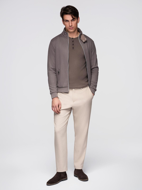 Ombre Clothing Férfi kabát magas gallérral és fleece belsővel - ash V2 C645 Ombre Clothing