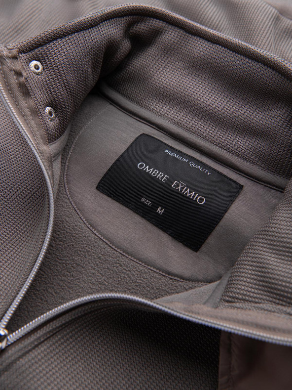 Ombre Clothing Férfi kabát magas gallérral és fleece belsővel - ash V2 C645 Ombre Clothing