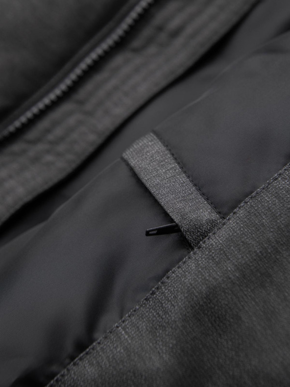 Ombre Clothing Férfi hosszú steppelt kabát kapucnival - szürke V2 OM-JALJ-0264 Ombre Clothing