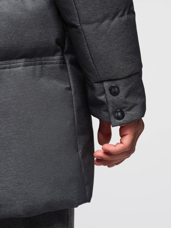 Ombre Clothing Férfi hosszú steppelt kabát kapucnival - szürke V2 OM-JALJ-0264 Ombre Clothing