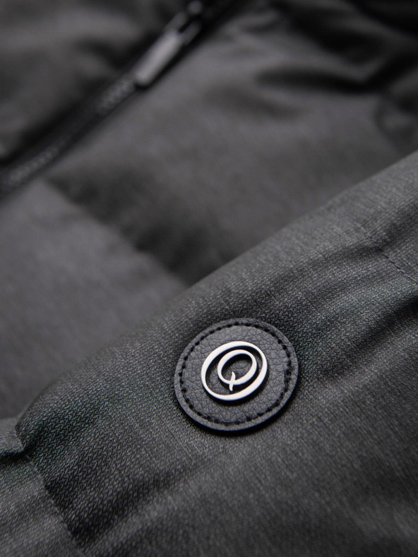 Ombre Clothing Férfi hosszú steppelt kabát kapucnival - szürke V2 OM-JALJ-0264 Ombre Clothing