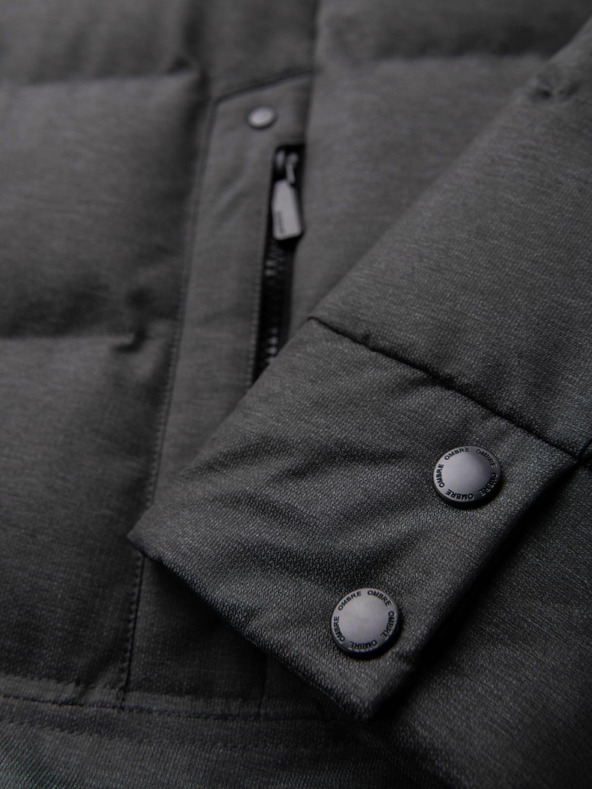 Ombre Clothing Férfi hosszú steppelt kabát kapucnival - szürke V2 OM-JALJ-0264 Ombre Clothing