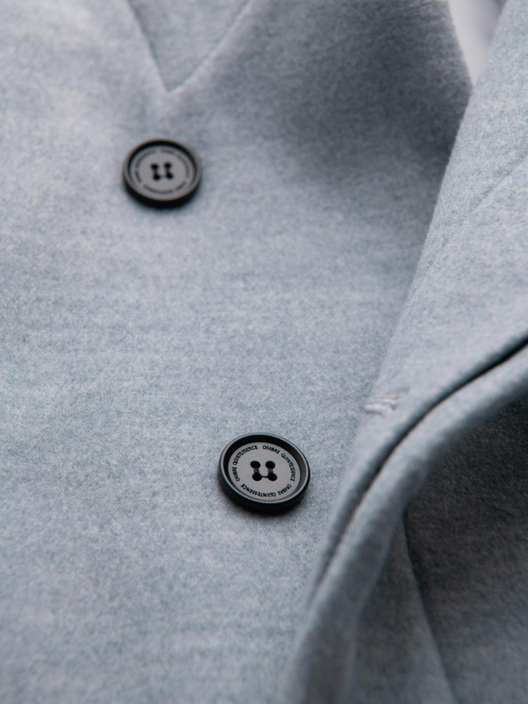 Ombre Clothing Férfi kabát magas gallérral és aszimmetrikus záródással - szürke melír V1 OM-COWC-0141 Ombre Clothing