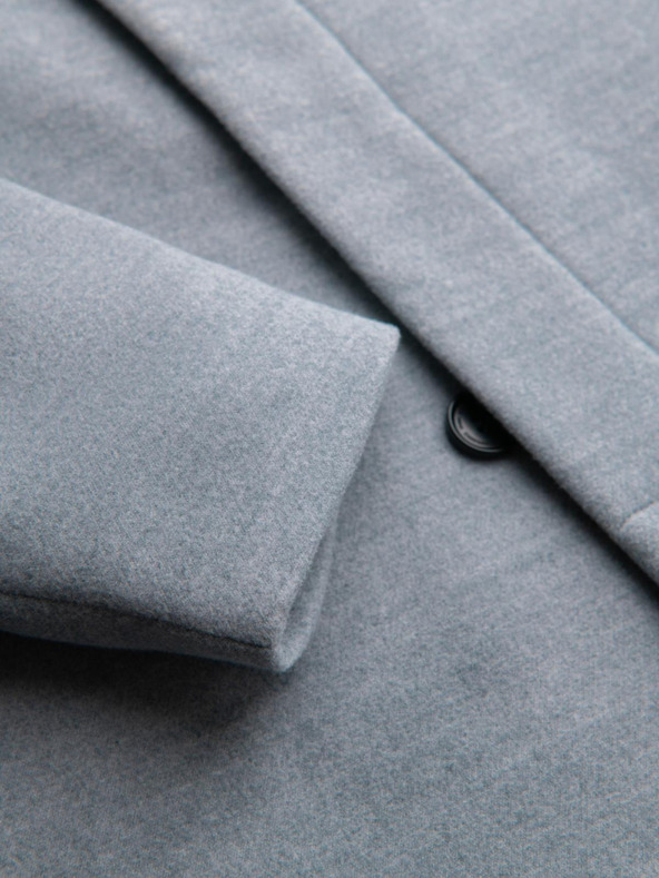 Ombre Clothing Férfi kabát magas gallérral és aszimmetrikus záródással - szürke melír V1 OM-COWC-0141 Ombre Clothing