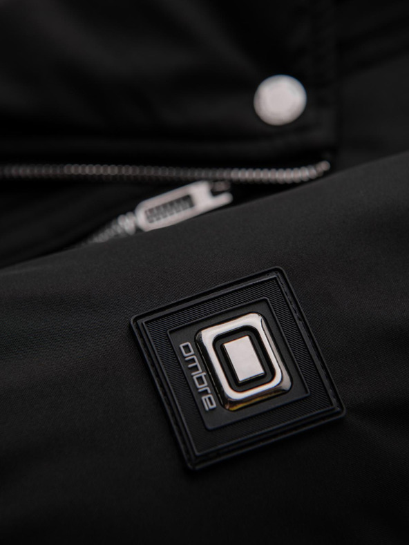 Ombre Clothing Férfi steppelt kabát kapucnival - fekete V1 OM-JAHP-0252 Ombre Clothing