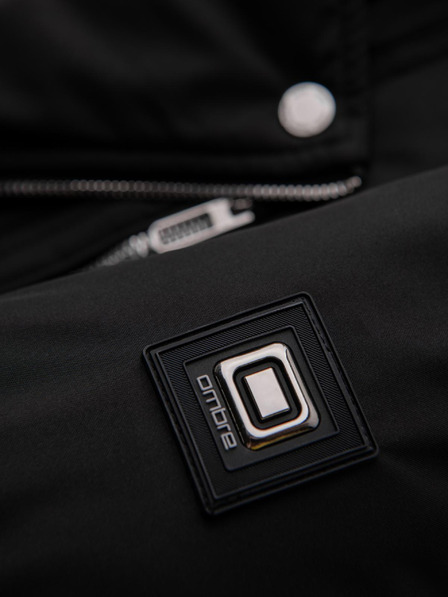 Ombre Clothing Férfi steppelt kabát kapucnival - fekete V1 OM-JAHP-0252 Ombre Clothing