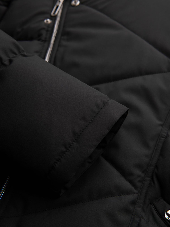 Ombre Clothing Férfi steppelt kabát kapucnival - fekete V1 OM-JAHP-0252 Ombre Clothing