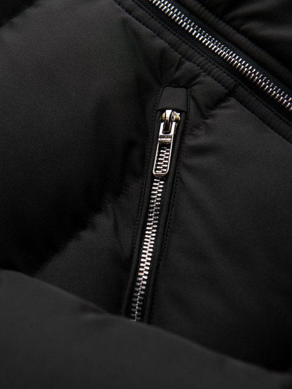 Ombre Clothing Férfi steppelt kabát kapucnival - fekete V1 OM-JAHP-0252 Ombre Clothing