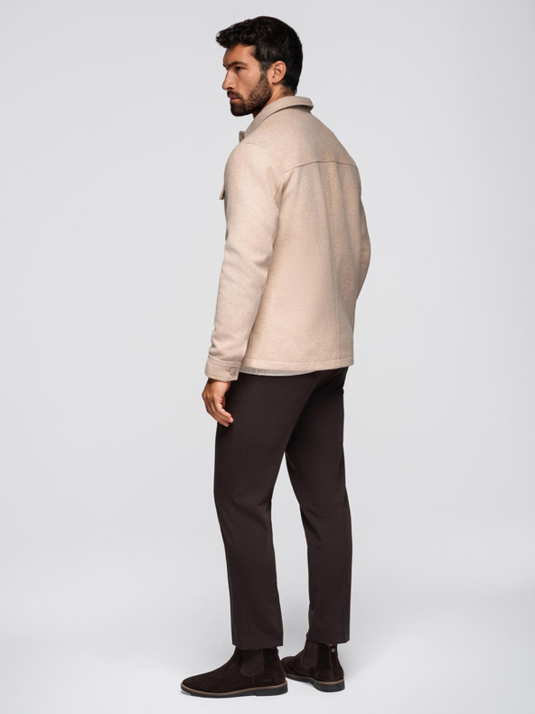 Ombre Clothing Férfi ing kabát - bézs V1 OM-JANP-0291 Ombre Clothing