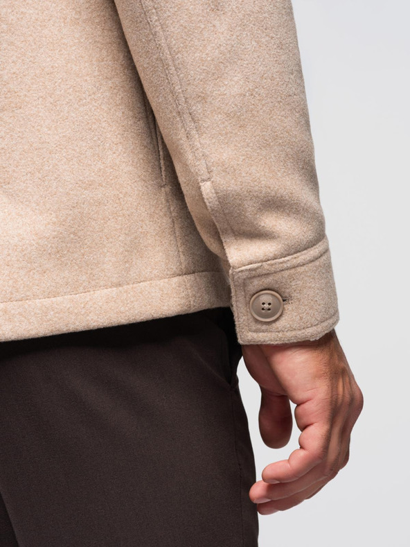 Ombre Clothing Férfi ing kabát - bézs V1 OM-JANP-0291 Ombre Clothing