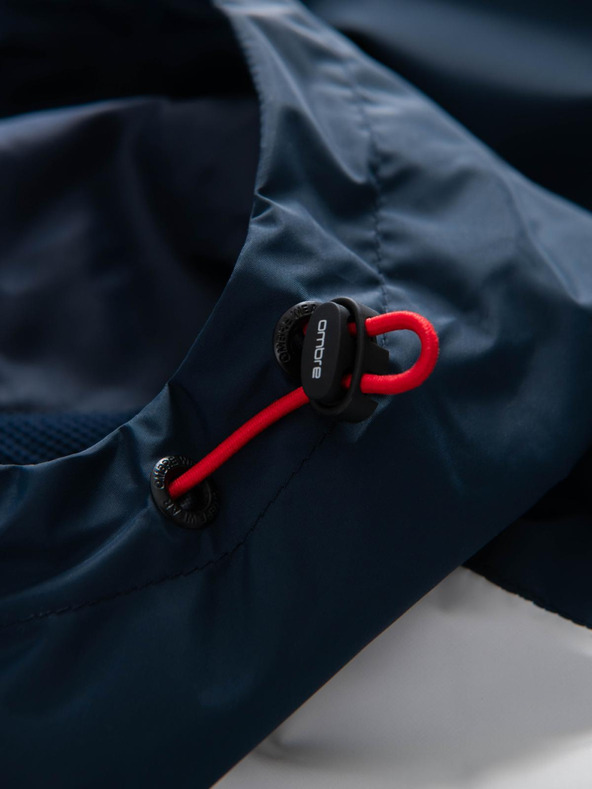 Ombre Clothing Férfi kontraszt széldzseki kapucnival - sötétkék és fehér V1 OM-JANP-0228 Ombre Clothing