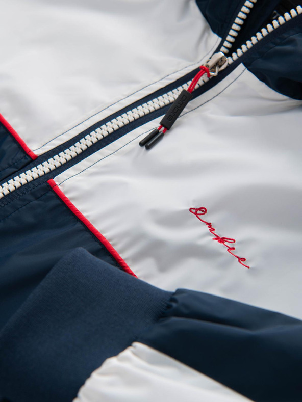 Ombre Clothing Férfi kontraszt széldzseki kapucnival - sötétkék és fehér V1 OM-JANP-0228 Ombre Clothing