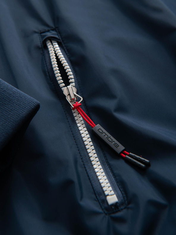 Ombre Clothing Férfi kontraszt széldzseki kapucnival - sötétkék és fehér V1 OM-JANP-0228 Ombre Clothing