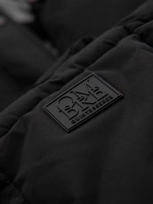 Ombre Clothing Férfi hosszú steppelt téli kabát kapucnival - fekete V1 OM-JALJ-0309 Ombre Clothing