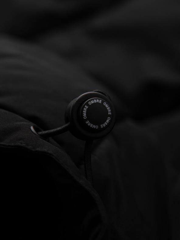 Ombre Clothing Férfi hosszú steppelt téli kabát kapucnival - fekete V1 OM-JALJ-0309 Ombre Clothing