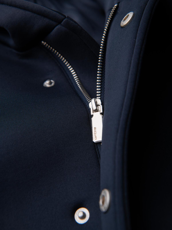 Ombre Clothing Férfi minimalista kabát közepes hosszúsággal és kapucnival - sötétkék V5 OM-COLC-0144 Ombre Clothing