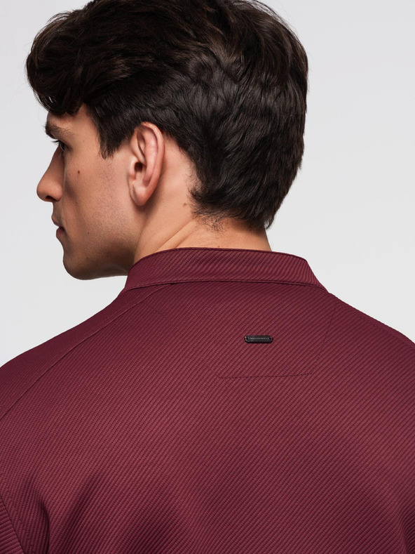 Ombre Clothing Férfi strukturált textil kabát - bordó V2 C642 Ombre Clothing