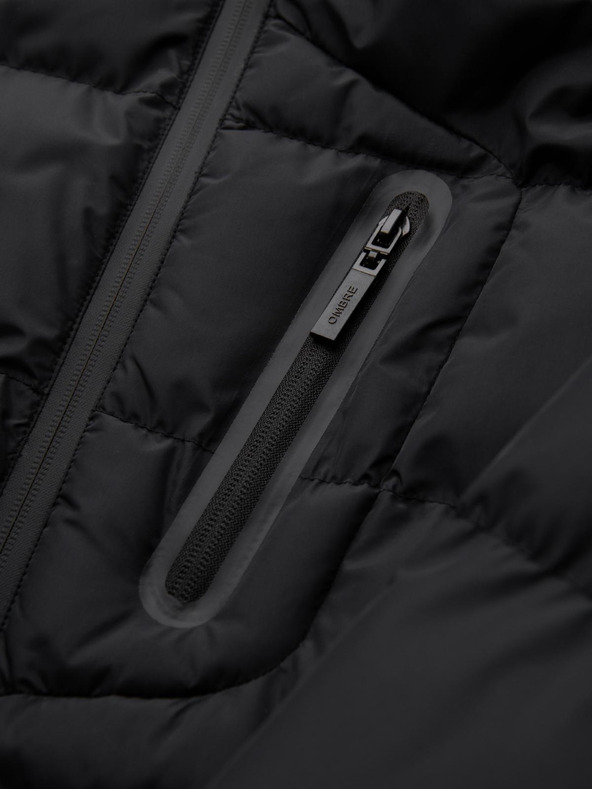 Ombre Clothing Férfi steppelt meleg kabát raglan ujjakkal - fekete V4 OM-JAHP-0302 Ombre Clothing