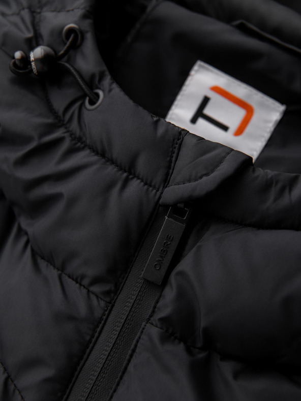 Ombre Clothing Férfi steppelt meleg kabát raglan ujjakkal - fekete V4 OM-JAHP-0302 Ombre Clothing