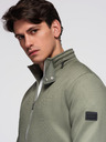 Ombre Clothing Kötött kabát fleece béléssel és magas gallérral - khaki V3 C645 Ombre Clothing