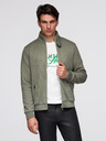 Ombre Clothing Kötött kabát fleece béléssel és magas gallérral - khaki V3 C645 Ombre Clothing