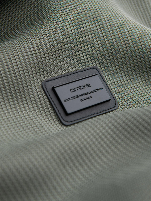 Ombre Clothing Kötött kabát fleece béléssel és magas gallérral - khaki V3 C645 Ombre Clothing