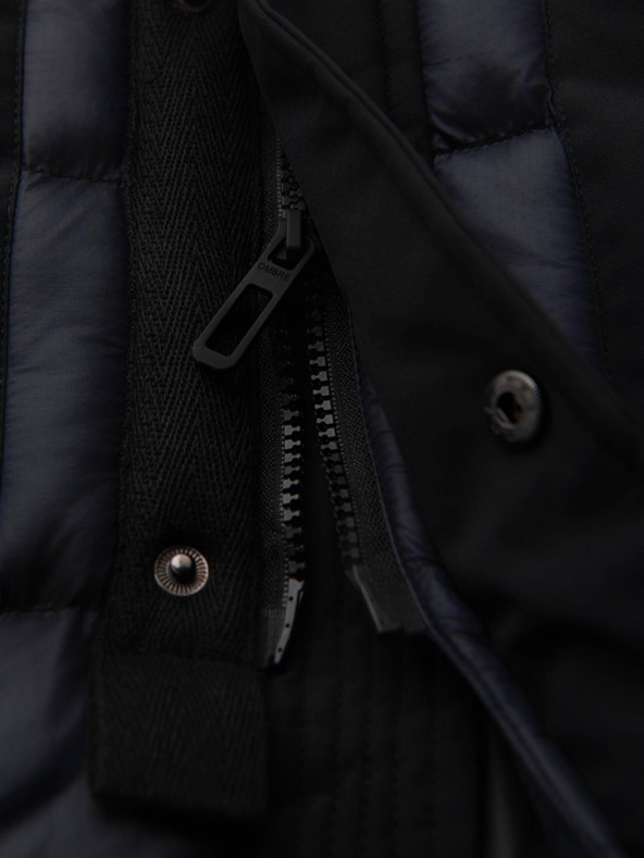 Ombre Clothing Férfi hosszú steppelt kabát nagy zsebekkal - fekete V1 OM-JALJ-0308 Ombre Clothing