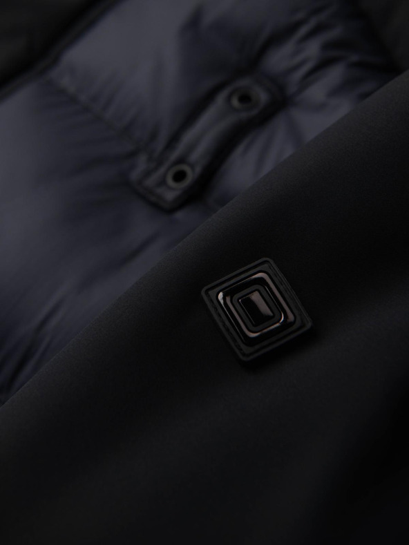 Ombre Clothing Férfi hosszú steppelt kabát nagy zsebekkal - fekete V1 OM-JALJ-0308 Ombre Clothing