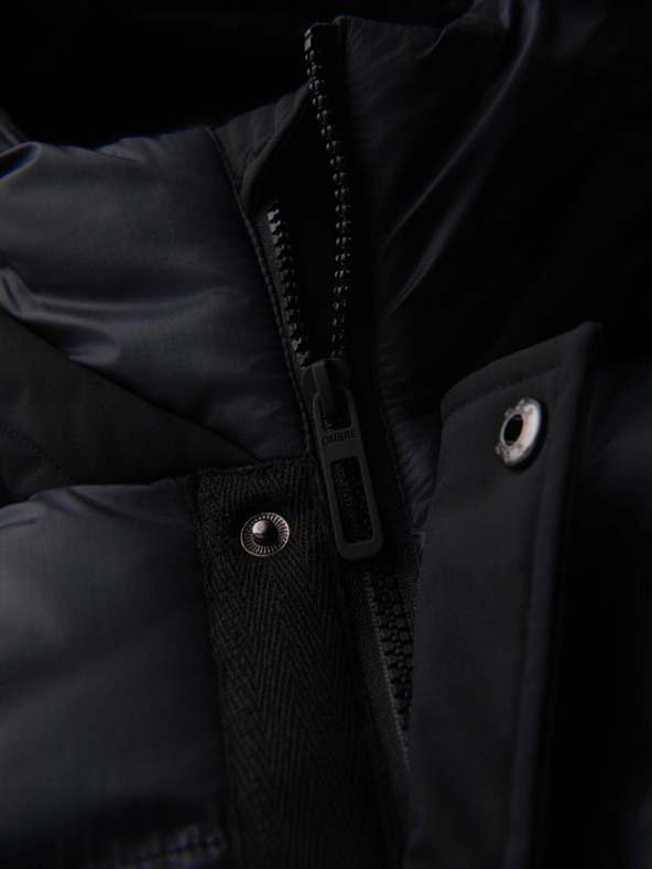 Ombre Clothing Férfi hosszú steppelt kabát nagy zsebekkal - fekete V1 OM-JALJ-0308 Ombre Clothing