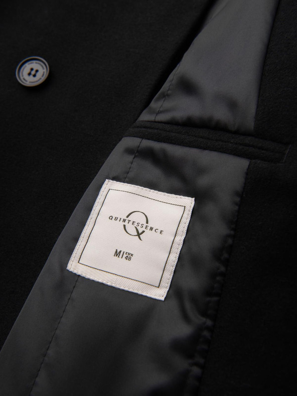 Ombre Clothing Férfi kabát magas gallérral és aszimmetrikus záródással - fekete V2 OM-COWC-0141 Ombre Clothing