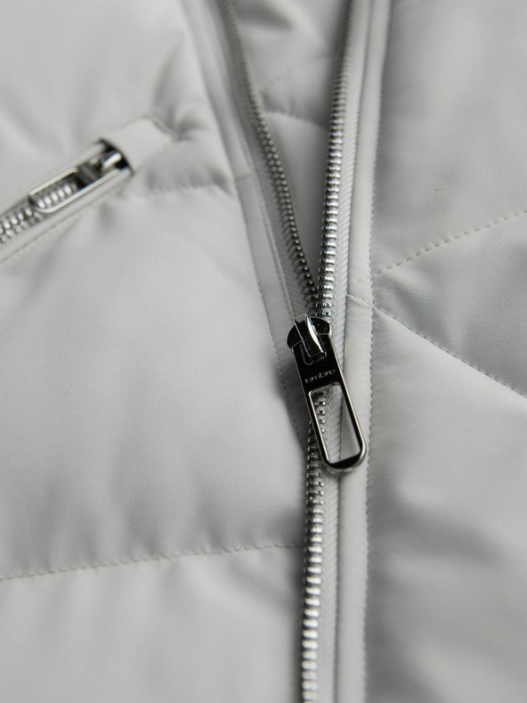 Ombre Clothing Férfi steppelt kabát kapucnival - világosszürke V4 OM-JAHP-0252 Ombre Clothing