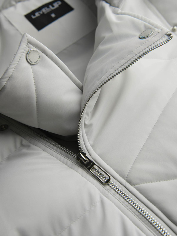 Ombre Clothing Férfi steppelt kabát kapucnival - világosszürke V4 OM-JAHP-0252 Ombre Clothing