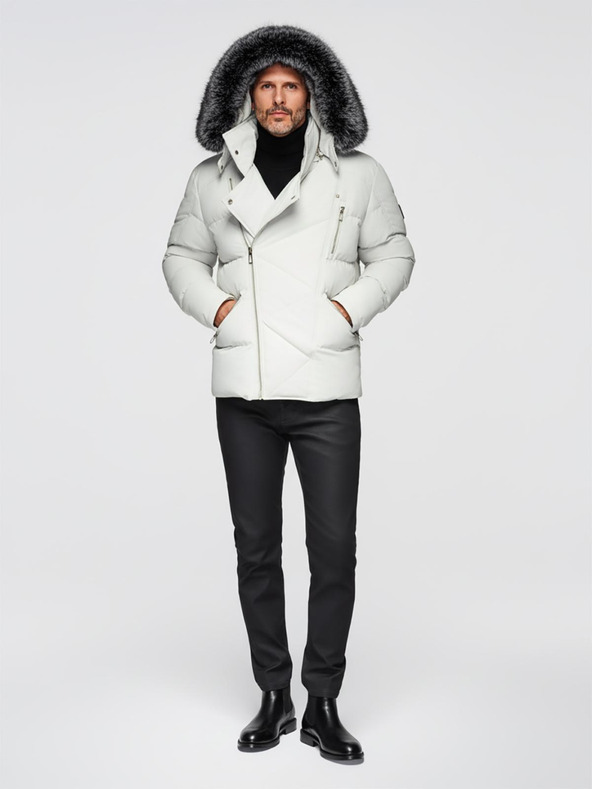 Ombre Clothing Férfi steppelt kabát kapucnival - világosszürke V4 OM-JAHP-0252 Ombre Clothing